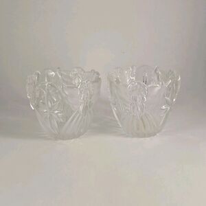 Angels of Peace Crystal Angel Votive Candle Holders Set of 2 Clear Star Pattern